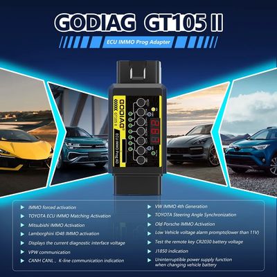 GODIAG GT105 II ECU IMMO Prog AD Break Out Box ECU Connector GT105 II with Voltage Alarm Prompt Function