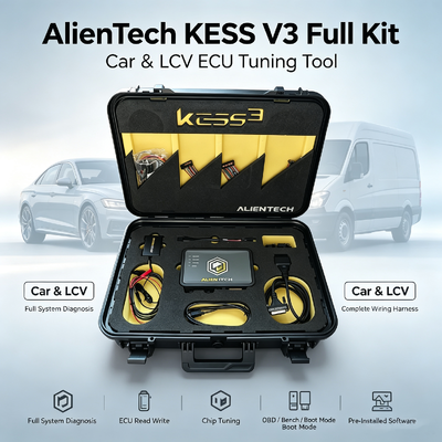Alientech KESS3 ECU-programma-tool met meertalige interface voor OBD-boot tuning en 12 maanden gratis abonnement